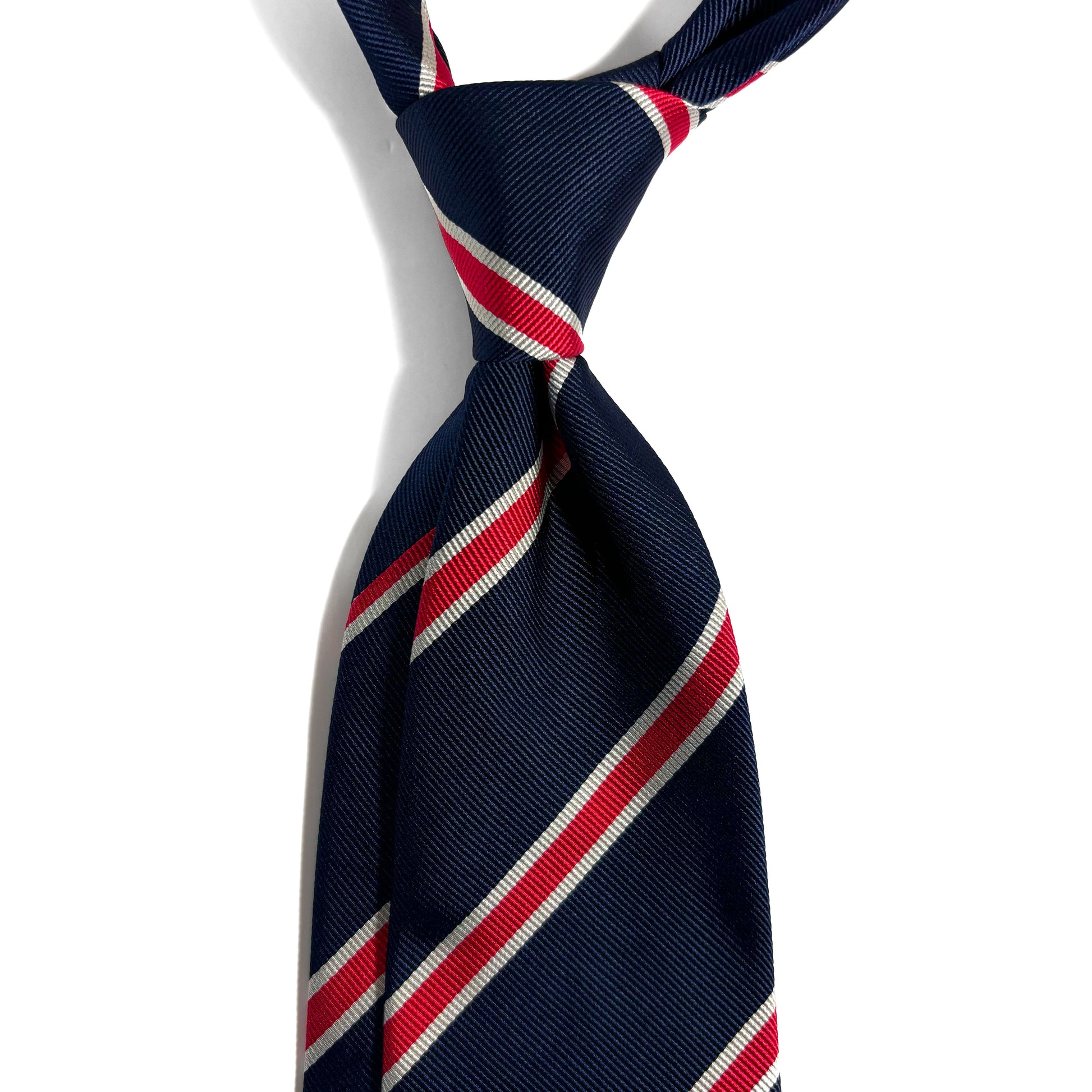Navy Blue & Red Silk Repp Tie-1