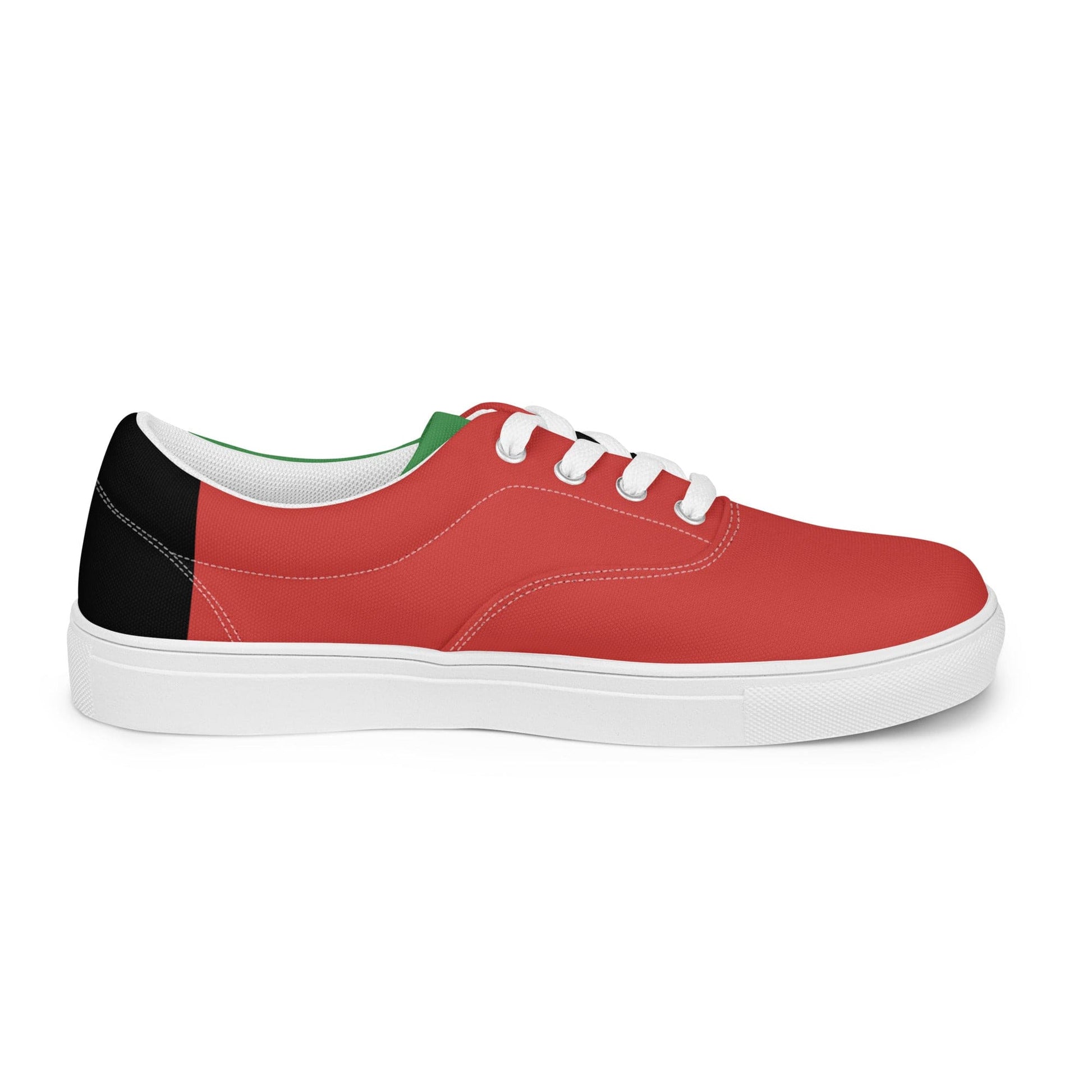 Mens Lace-up Canvas Shoes - Black Red Green Stripped-0