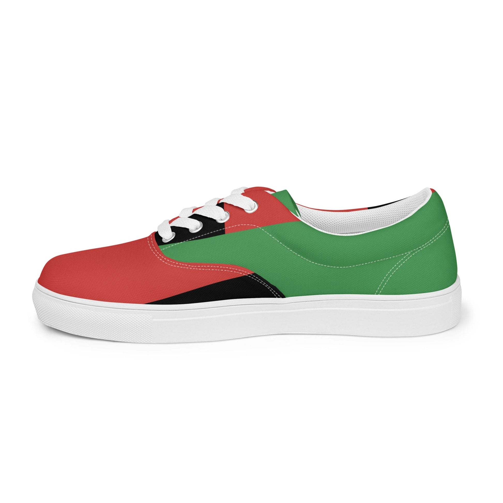 Mens Lace-up Canvas Shoes - Black Red Green Stripped-3