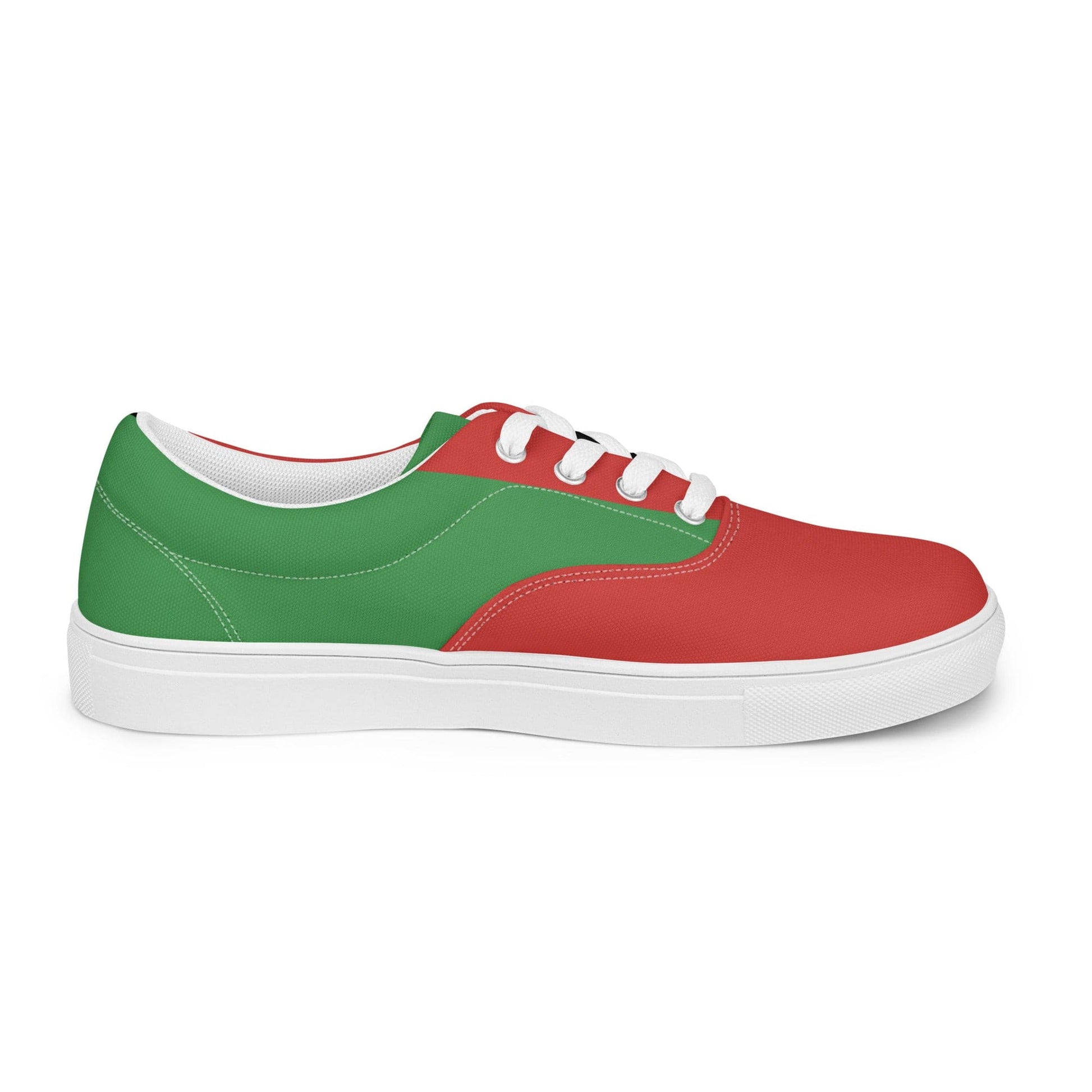 Mens Lace-up Canvas Shoes - Black Red Green Stripped-1