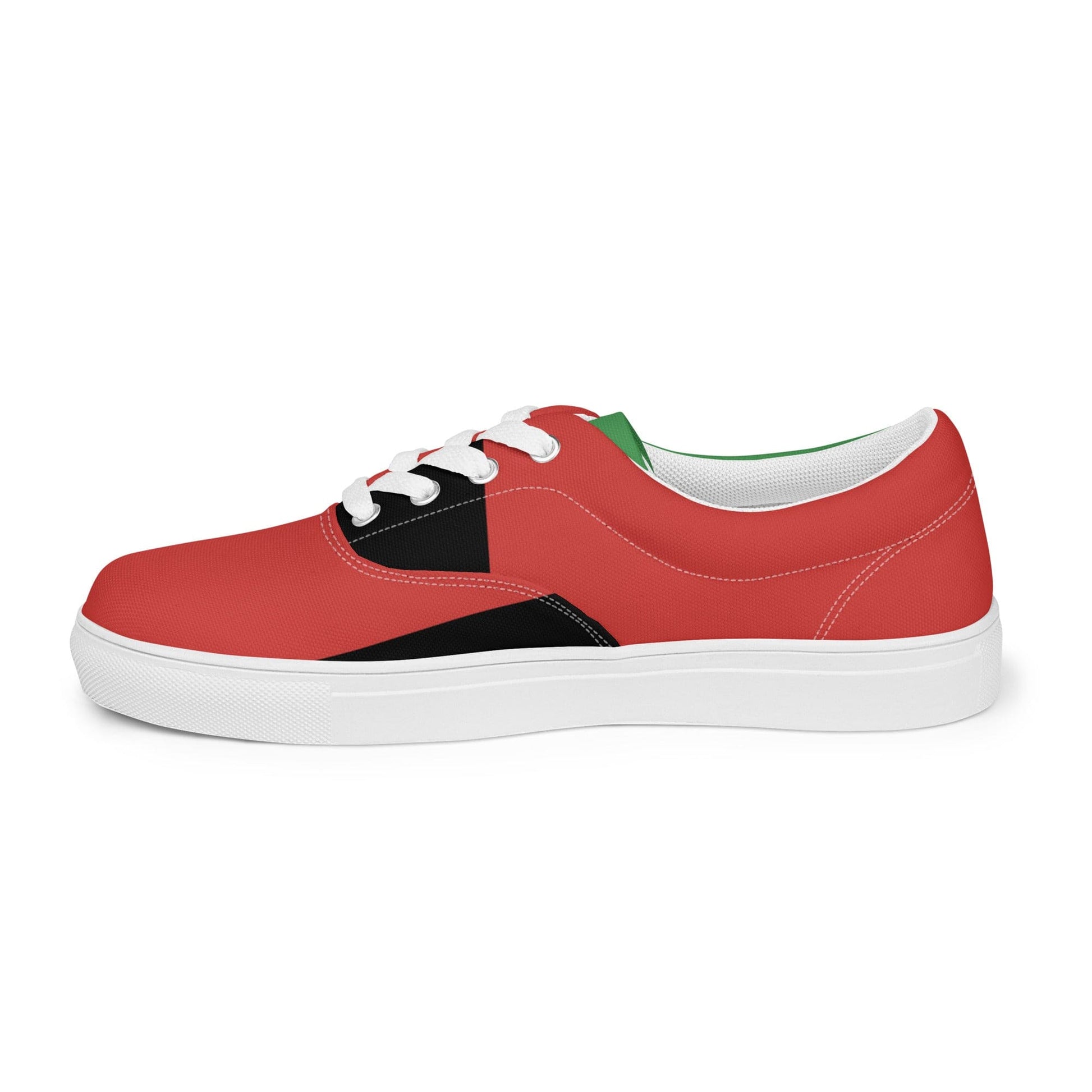 Mens Lace-up Canvas Shoes - Black Red Green Stripped-2