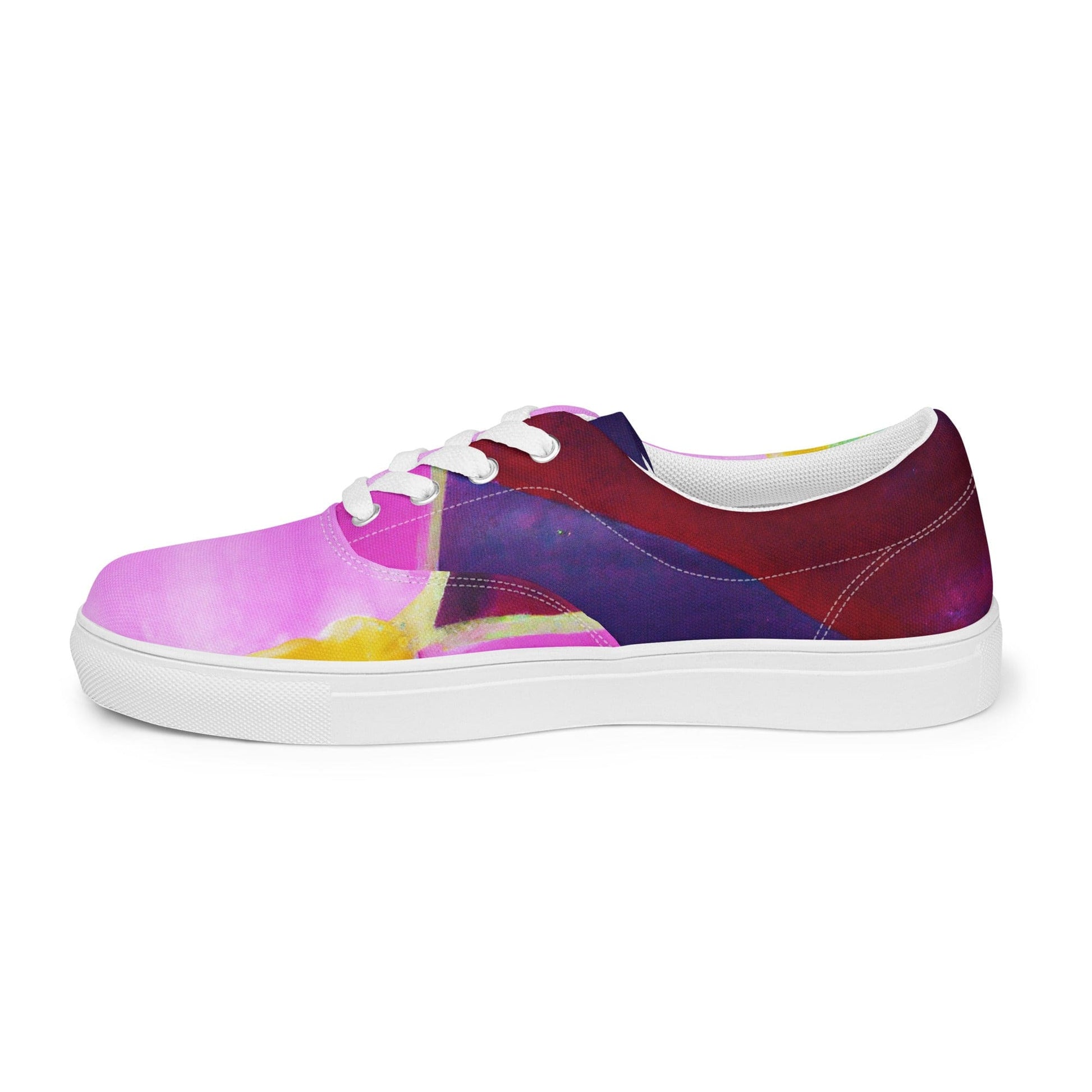 Mens Lace-up Canvas Shoes - Pink and Purple Pattern-3