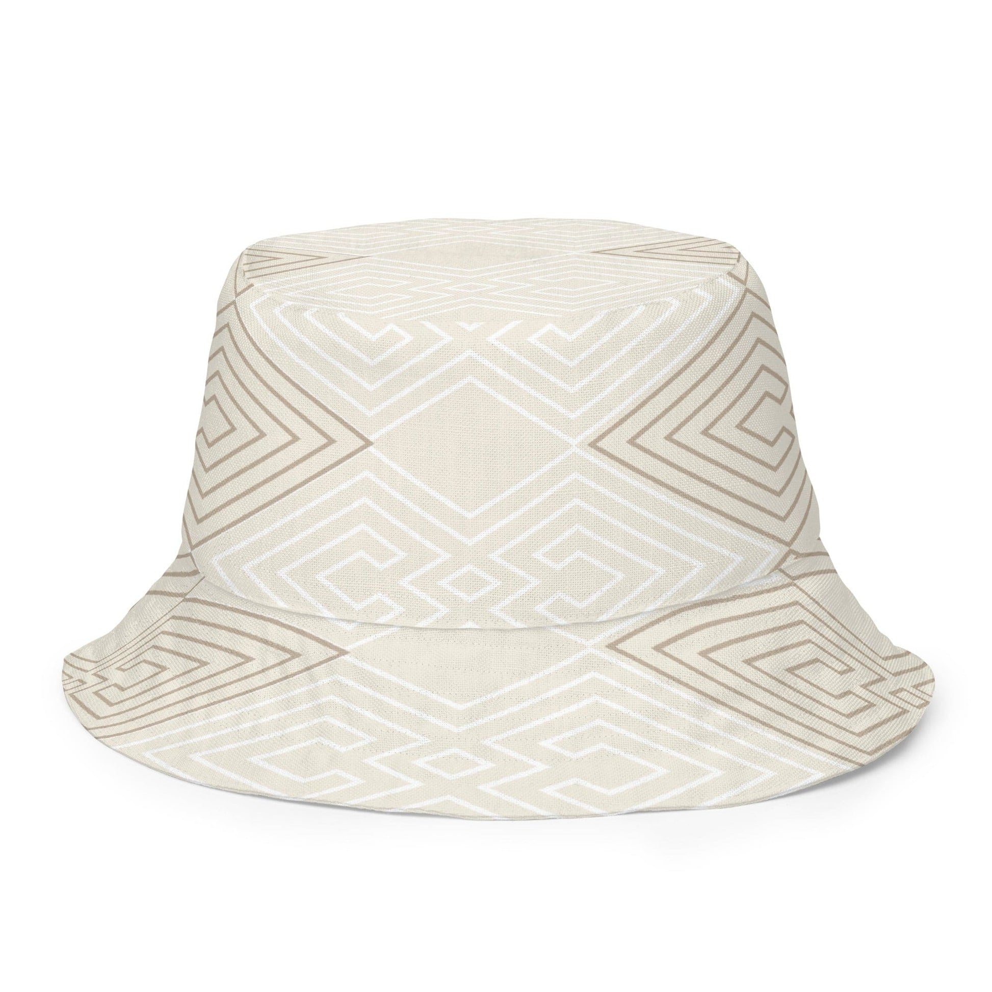 Reversible Bucket Hat Beige Brown Aztec Geometric Lines-0