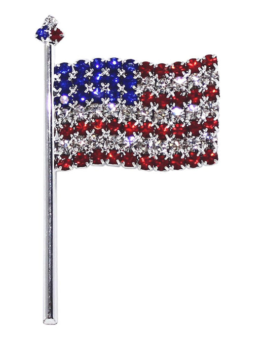 #7489 Lg - Large Rhinestone Flag Pin-0