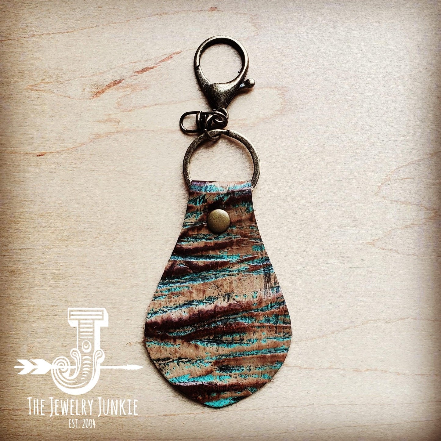 **Embossed Leather Key Chain -Turquoise Chateau 701x-0