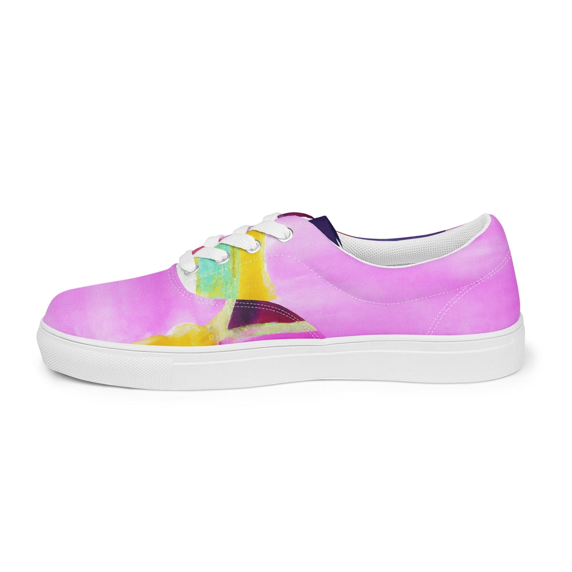 Mens Lace-up Canvas Shoes - Pink and Purple Pattern-2